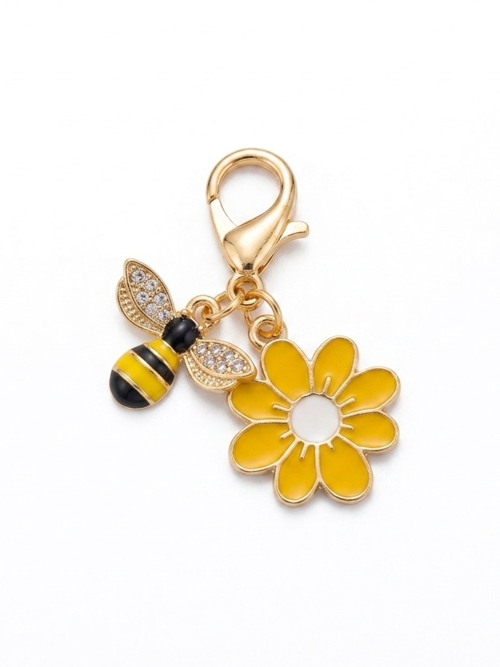 🔥4 for $25 Bee Yellow Daisy Charm Y2K Bag Charm Gift - Picture 1 of 2